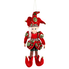 Imagem de DUENDE NATALINA COM MÁSCARA DECORATIVA EM POLIÉSTER VERMELHO 30CM - GRILLO - Grillo Ltda