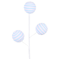 Imagem de HASTE DECORATIVA DE BOLAS DE NEVE ROSA E AZUL EM POLIÉSTER 52CM - GRILLO - Grillo Ltda