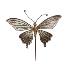 Imagem de HASTE DECORATIVA BORBOLETA ROSÉ COM GLITTER 20CM EM POLIÉSTER - GRILLO - Grillo Ltda