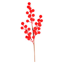 Imagem de HASTE DE BOLINHAS NATALINA VERMELHO AVELUDADO EM PLÁSTICO E ISOPOR 39CM - CROMUS - Cromus Embalagens Ind E Com Ltda