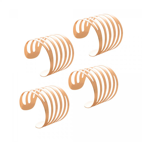 Imagem CONJUNTO 4 ANÉIS PARA GUARDANAPO DE AÇO CURVES DOURADO 4CM - LYOR
