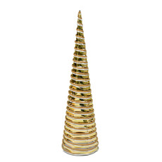 Imagem de ÁRVORE DE NATAL CONE DOURADA ARAMADA DECORATIVA EM METAL COM LED 60X15CM - GRILLO - Grillo Ltda