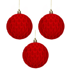 Imagem de BOLA NATALINA DECORADA VERMELHA DE PVC 3UND 8CM - GRILLO - Grillo Ltda