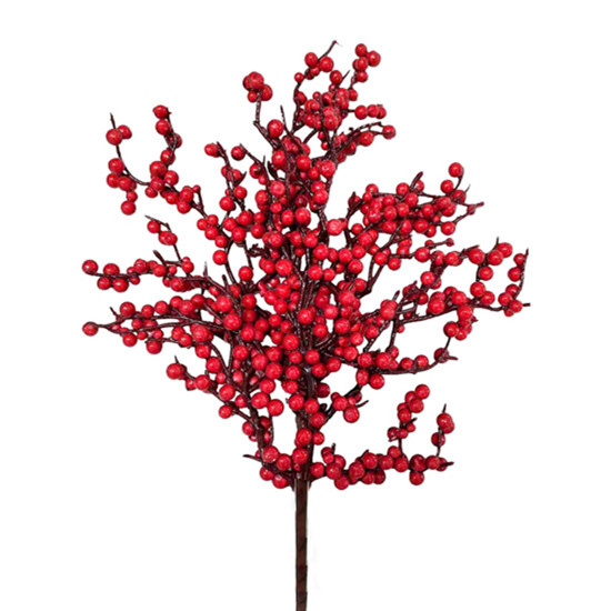 Imagem HASTE DECORATIVA DE BERRIES VERMELHAS EM PLÁSTICO E METAL 60CM - GRILLO