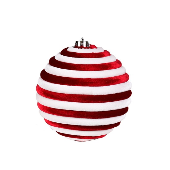 Imagem BOLA NATALINA DECORATIVA VERMELHA E BRANCA EM ESPUMA E TECIDO 15CM - GRILLO