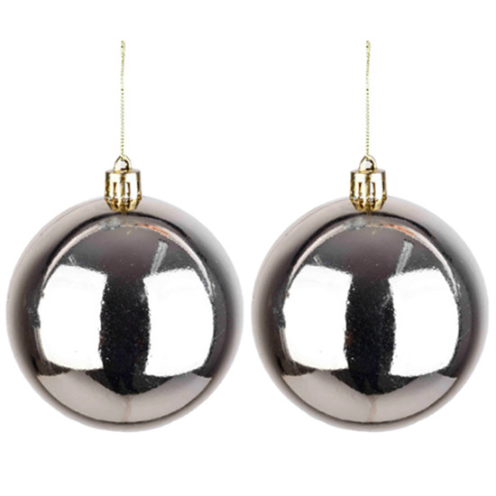 Imagem BOLA NATALINA DECORATIVA METALIZADA 8CM CHAMPAGNE 2 PEÇAS - GRILLO