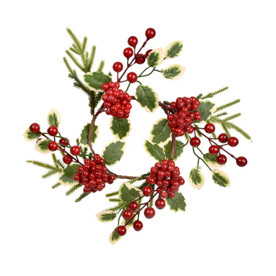 Imagem GUIRLANDA DECORATIVA DE AZEVINHO VERMELHO EM PLÁSTICO E FERRO 32CM - GRILLO