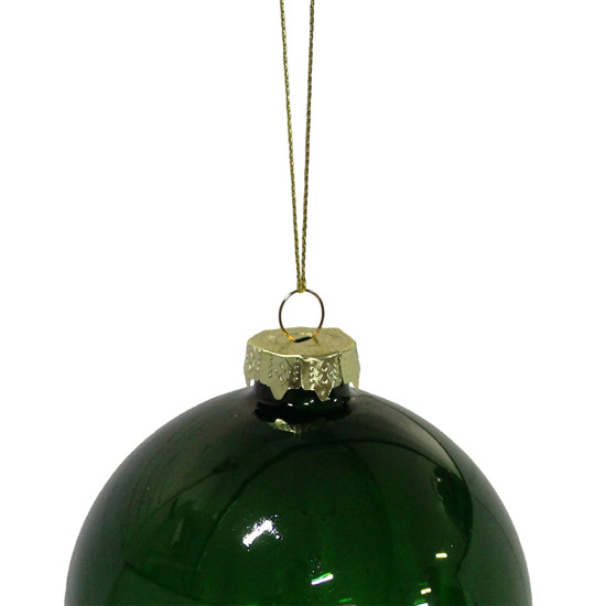 Imagem BOLA NATALINA DECORATIVA DE VIDRO VERDE TRANSPARENTE 10CM - GRILLO