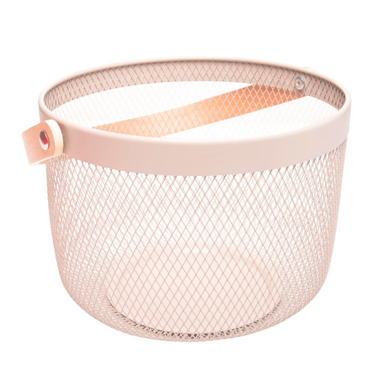 Imagem CESTA DE METAL COM ALÇA PERFECT BEGE EM MADEIRA 18,5X27X24,5CM - LYOR