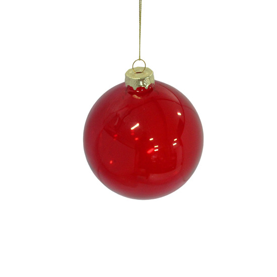 Imagem BOLA NATALINA DECORATIVA VERMELHA DE VIDRO VERMELHO TRANSPARENTE 10CM - GRILLO