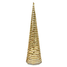 Imagem de ÁRVORE DE NATAL CONE DOURADA ARAMADA DECORATIVA EM METAL COM LED 80X18CM - GRILLO - Grillo Ltda