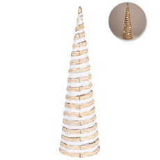 Imagem de ÁRVORE DE NATAL CONE DOURADA E BRANCA ARAMADA DECORATIVA EM METAL COM LED - GRILLO - Grillo Ltda