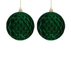 Imagem de JOGO 2 BOLAS NATALINAS DECORATIVAS VERDE ESCURO  EM PLÁSTICO 10CM - GRILLO - Grillo Ltda