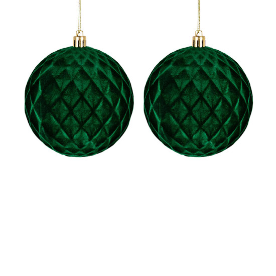 Imagem JOGO 2 BOLAS NATALINAS DECORATIVAS VERDE ESCURO  EM PLÁSTICO 10CM - GRILLO