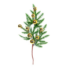 Imagem de HASTE DECORATIVA DE PINHEIRO COM BOLAS NATALINAS DOURADAS EM PLÁSTICO - CROMUS - Cromus Embalagens Ind E Com Ltda