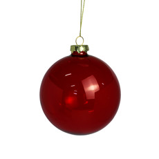 Imagem de BOLA NATALINA DECORATIVA VERMELHA DE VIDRO VERMELHO TRANSPARENTE 10CM - GRILLO - Grillo Ltda