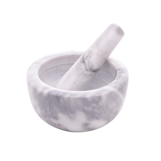 Imagem PILÃO DE MÁRMORE COM SOCADOR CINZA MARIN 10,5X12CM - LYOR