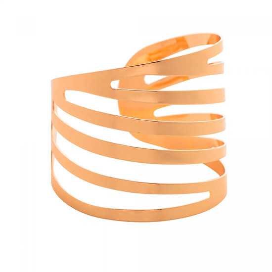 Imagem CONJUNTO 4 ANÉIS PARA GUARDANAPO DE AÇO CURVES DOURADO 4CM - LYOR