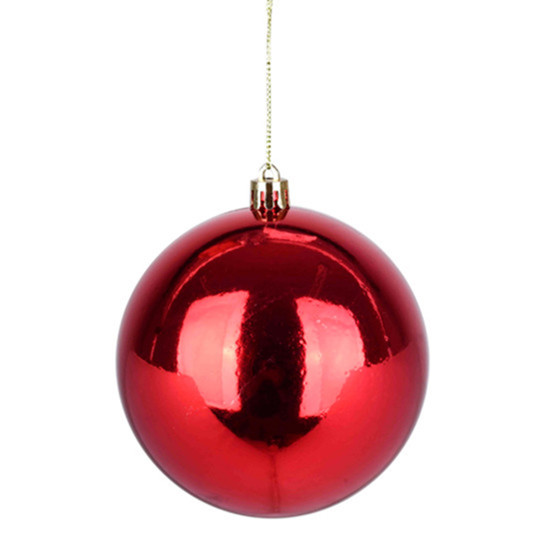 Imagem BOLA NATALINA DECORATIVA METALIZADA 10CM VERMELHA DE PLÁSTICO - GRILLO