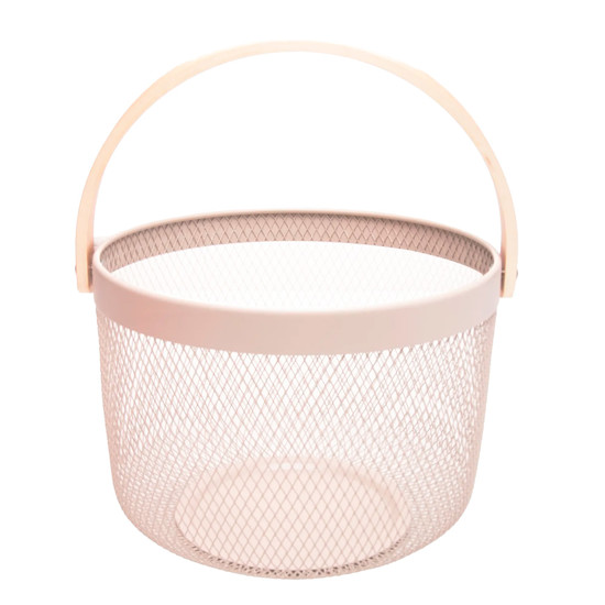 Imagem CESTA DE METAL COM ALÇA PERFECT BEGE EM MADEIRA 18,5X27X24,5CM - LYOR