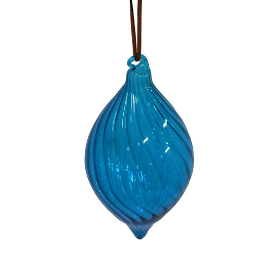 Imagem PINGENTE DECORATIVO DE VIDRO AZUL TRANSPARENTEPARA ÁRVORE DE NATAL 15CM - GRILLO