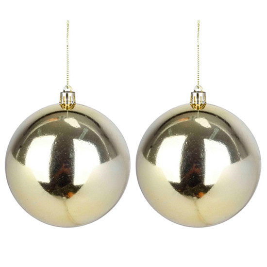 Imagem BOLA NATALINA LISA METALIZADA DOURADA 8CM 2 PEÇAS EM PLÁSTICO - GRILLO