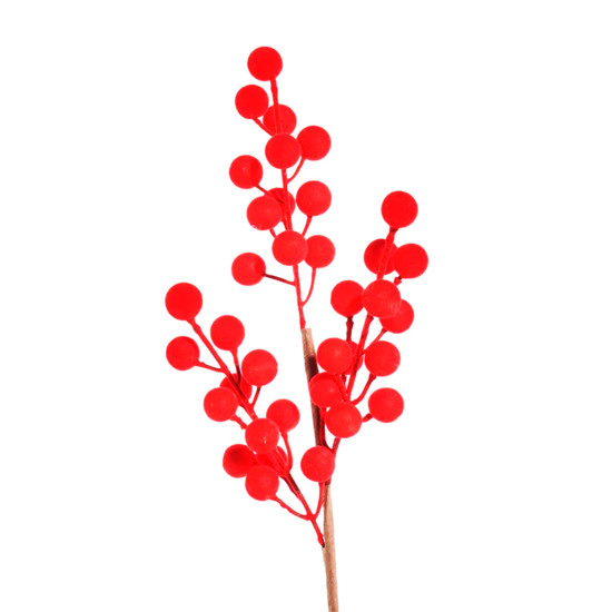 Imagem HASTE DE BOLINHAS NATALINA VERMELHO AVELUDADO EM PLÁSTICO E ISOPOR 39CM - CROMUS