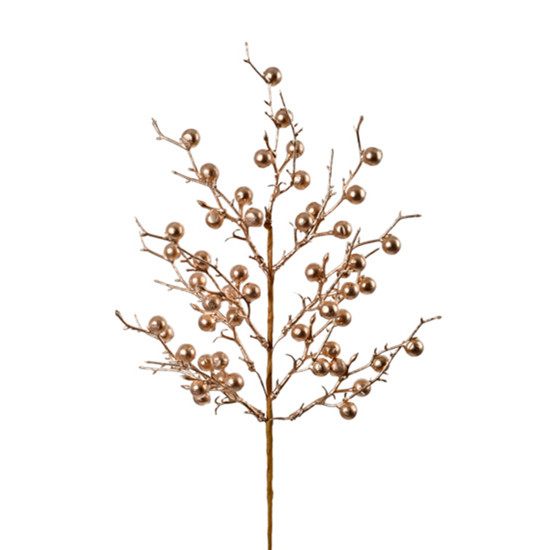 Imagem HASTE DECORATIVA DE BERRIES DOURADAS EM PLÁSTICO E METAL 47CM - GRILLO