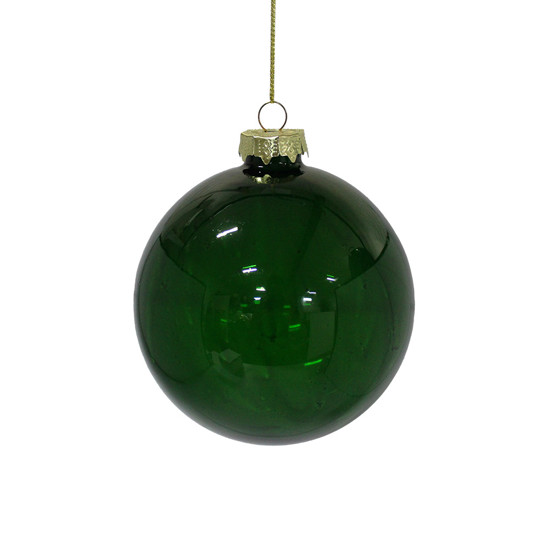 Imagem BOLA NATALINA DECORATIVA DE VIDRO VERDE TRANSPARENTE 10CM - GRILLO