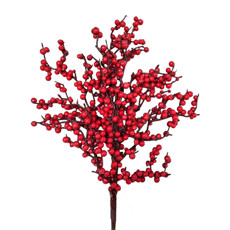 Imagem de HASTE DECORATIVA DE BERRIES VERMELHAS EM PLÁSTICO E METAL 50CM - GRILLO - Grillo Ltda