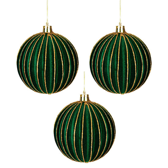 Imagem JOGO 3 BOLAS NATALINAS DECORATIVAS COM FIOS DOURADOS 8CM - GRILLO