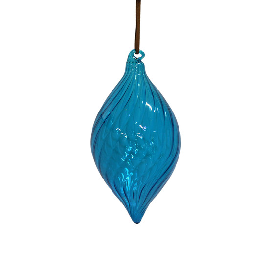 Imagem PINGENTE DECORATIVO DE VIDRO AZUL TRANSPARENTEPARA ÁRVORE DE NATAL 15CM - GRILLO