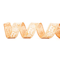 Imagem de FITA ARAMADA NATALINA BEGE E BRANCA ESTAMPA GINGER DOCE NATAL 6,3CM X 9,14M - CROMUS - Cromus Embalagens Ind E Com Ltda