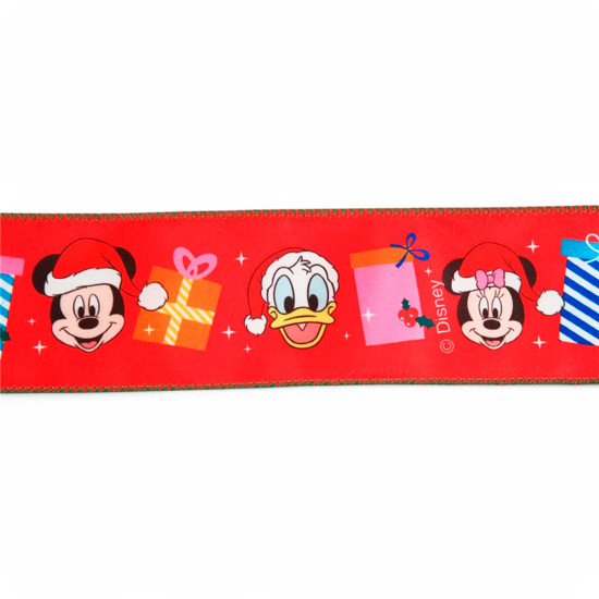 Imagem FITA ARAMADA NATALINA DECORATIVA TURMA DO MICKEY EM POLIÉSTER 6,3CM X 9,14M - CROMUS