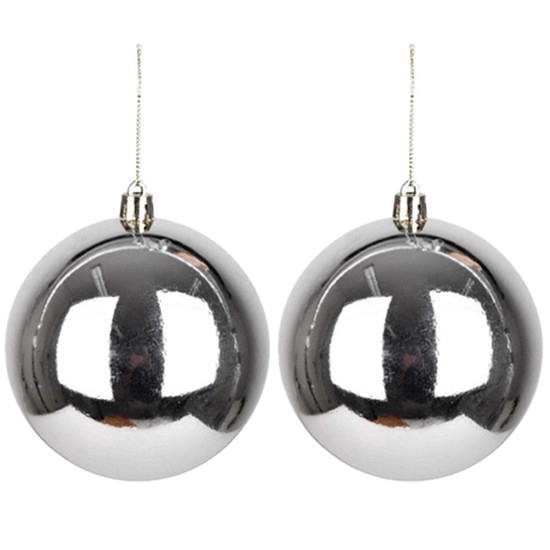 Imagem BOLA NATALINA LISA METALIZADA PRATA 8CM 2 PEÇAS EM PLÁSTICO - GRILLO