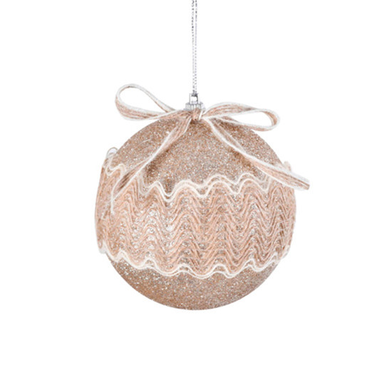 Imagem BOLA NATALINA DECORADA CHAMPAGNE 8CM EM PVC COM GLITTER 3 PEÇAS - GRILLO