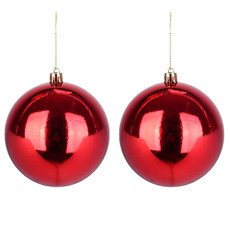 Imagem de BOLA NATALINA LISA METALIZADA VERMELHA 8CM 2 PEÇAS EM PLÁSTICO - GRILLO - Grillo Ltda