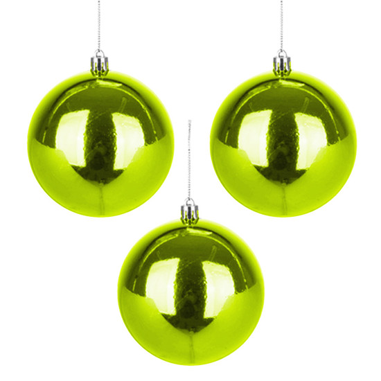 Imagem BOLA NATALINA VERDE MENTA METALIZADA DECORATIVA 6CM 3 PEÇAS - GRILLO