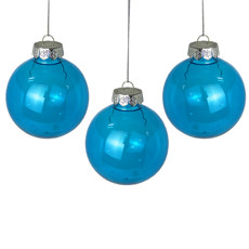 Imagem de BOX COM 3 BOLAS DE NATAL AZUL TRANSPARENTE DECORATIVAS EM PLÁSTICO 8CM - GRILLO - Grillo Ltda