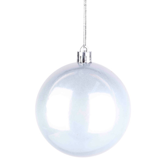 Imagem BOLA NATALINA BRANCA PEROLADA EM PLÁSTICO 8CM 2 PEÇAS - GRILLO