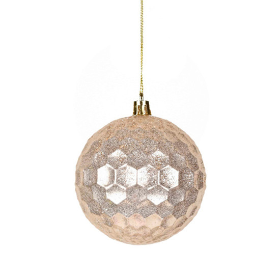 Imagem BOLA NATALINA TRABALHADA DOURADA COM GLITTER 8CM 3 PEÇAS - GRILLO