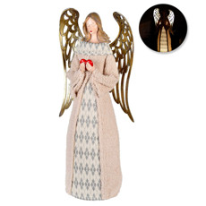 Imagem de ANJO NATALINO EM RESINA E TECIDO NUDE COM LUZ 56X16X15CM - GRILLO - Grillo Ltda