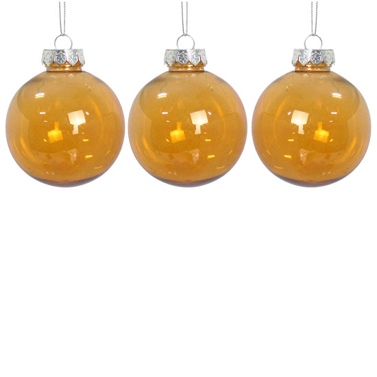 Imagem BOX COM 3 BOLAS DE NATAL LARANJA DECORATIVAS EM PLÁSTICO 8CM - GRILLO