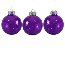 Imagem de CAIXA COM 3 BOLAS DE NATAL DECORATIVAS EM PLÁSTICO LILÁS TRANSPARENTE 8CM - GRILLO - Grillo Ltda