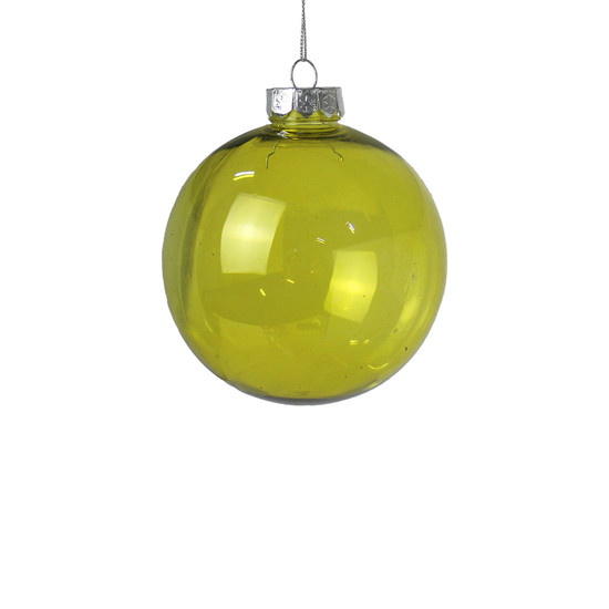 Imagem BOLA DE NATAL DECORATIVA EM PLÁSTICO AMARELO PISTACHE TRANSPARENTE 10CM - GRILLO