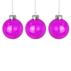 Imagem de CAIXA COM 3 BOLAS NATALINAS DECORATIVAS TRANSPARENTE ROSA EM PLÁSTICO 8CM - GRILLO - Grillo Ltda