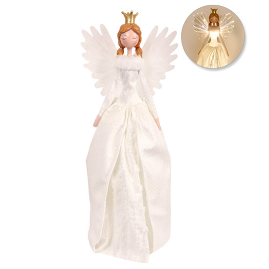 Imagem FADA NATALINA COM COROA DOURADA E VESTIDO BRACO COM LUZ 49X18X15CM - GRILLO