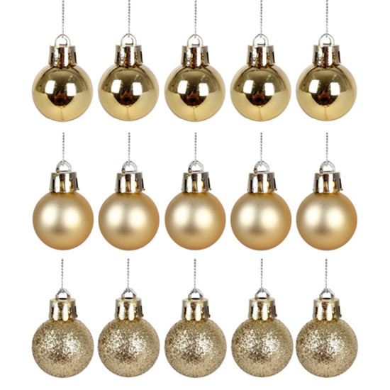 Imagem BOLA NATALINA DECORATIVA DOURADA 3CM 15 PEÇAS EM PVC - GRILLO