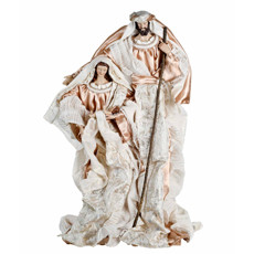 Imagem de SAGRADA FAMÍLIA DECORATIVA EM RESINA E TECIDO BRANCO E CHAMPAGNE 58X30X19CM - GRILLO - Grillo Ltda