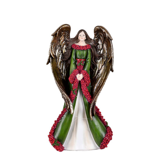 Imagem ANJO NATALINO DECORATIVO VERMELHO E VERDE EM RESINA 31CM - GRILLO